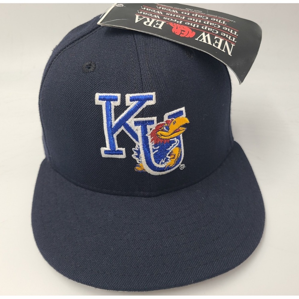 Vtg University of Kansas Jayhawks New Era 59Fifty Pro Model Fitted 6 5/8 Hat Cap